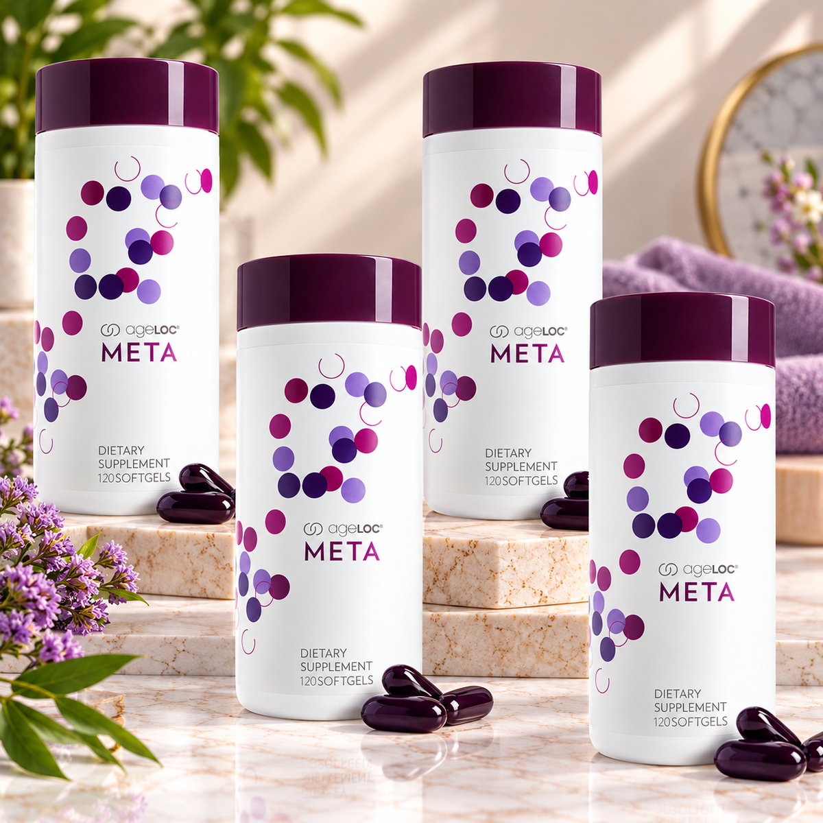 Nu Skin ageLOC Meta Dietary Supplement 120 Softgels – 4 bottle display