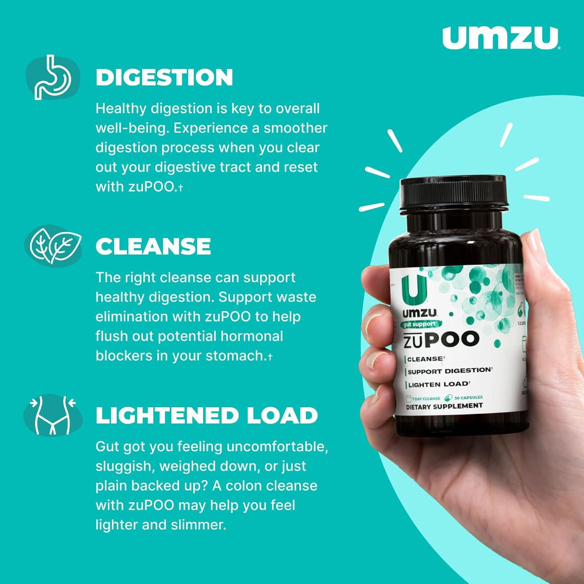 UMZU zuPOO Gut Support 30 Capsules | 7-Day Cleanse