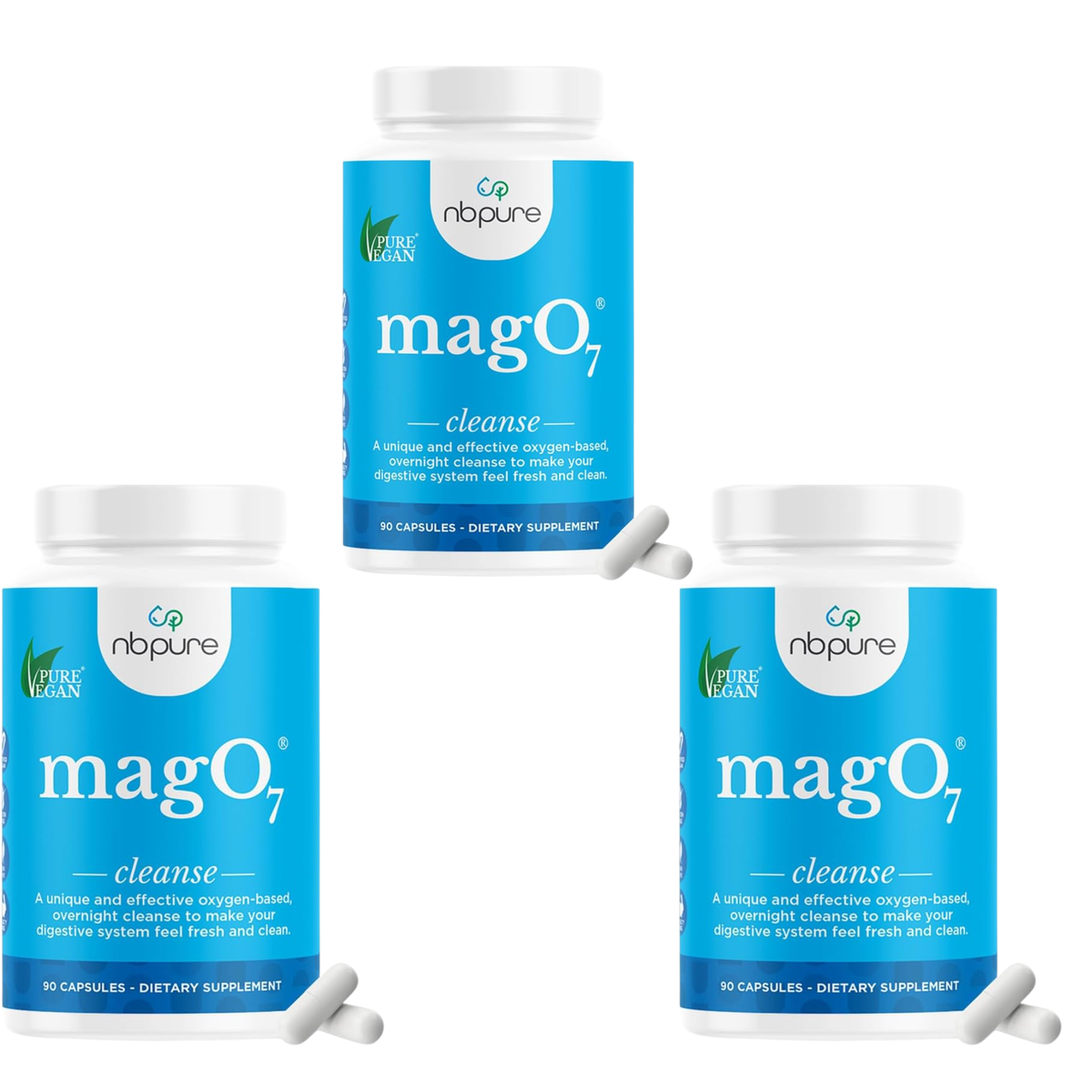 nbpure MagO7 Cleanse – Oxygen-Based Overnight Digestive Cleanse | 90 Capsules