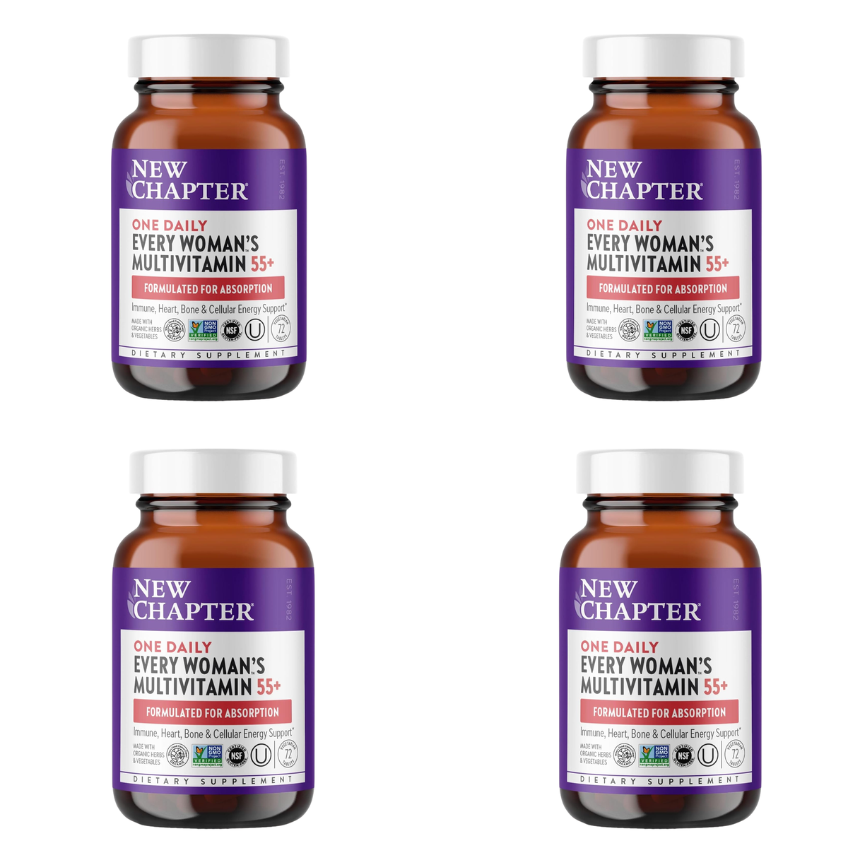 New Chapter One Daily Every Woman's Multivitamin 55+ | Immune, Heart, Bone & Cellular Energy Support | 72 Vegetarian Tablets