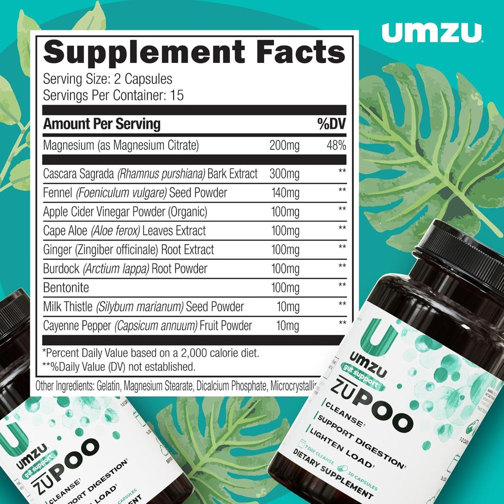 UMZU zuPOO Gut Support 30 Capsules | 7-Day Cleanse