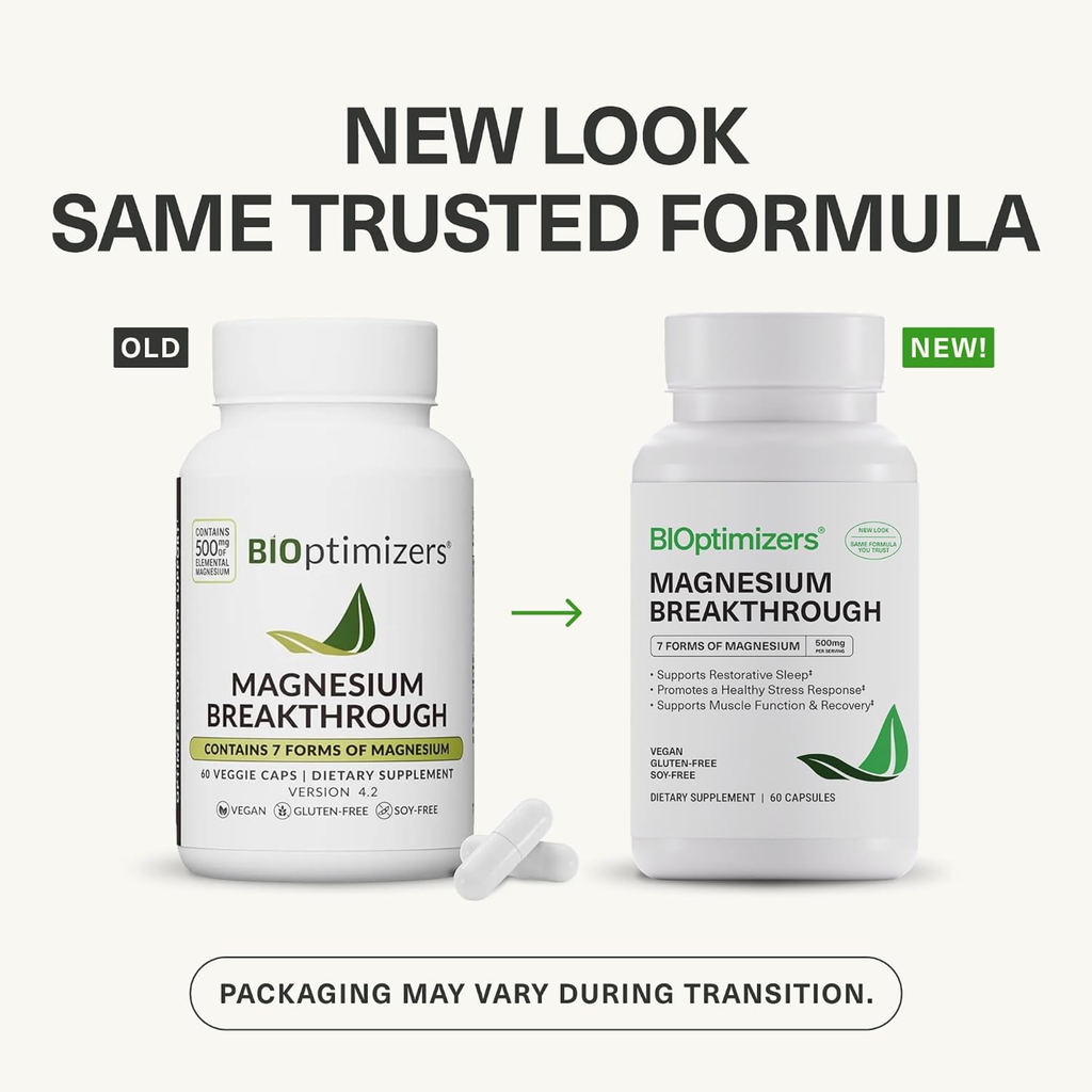 BIOptimizers Magnesium Breakthrough – 7 Forms of Magnesium | 500mg | 60 Veggie Caps