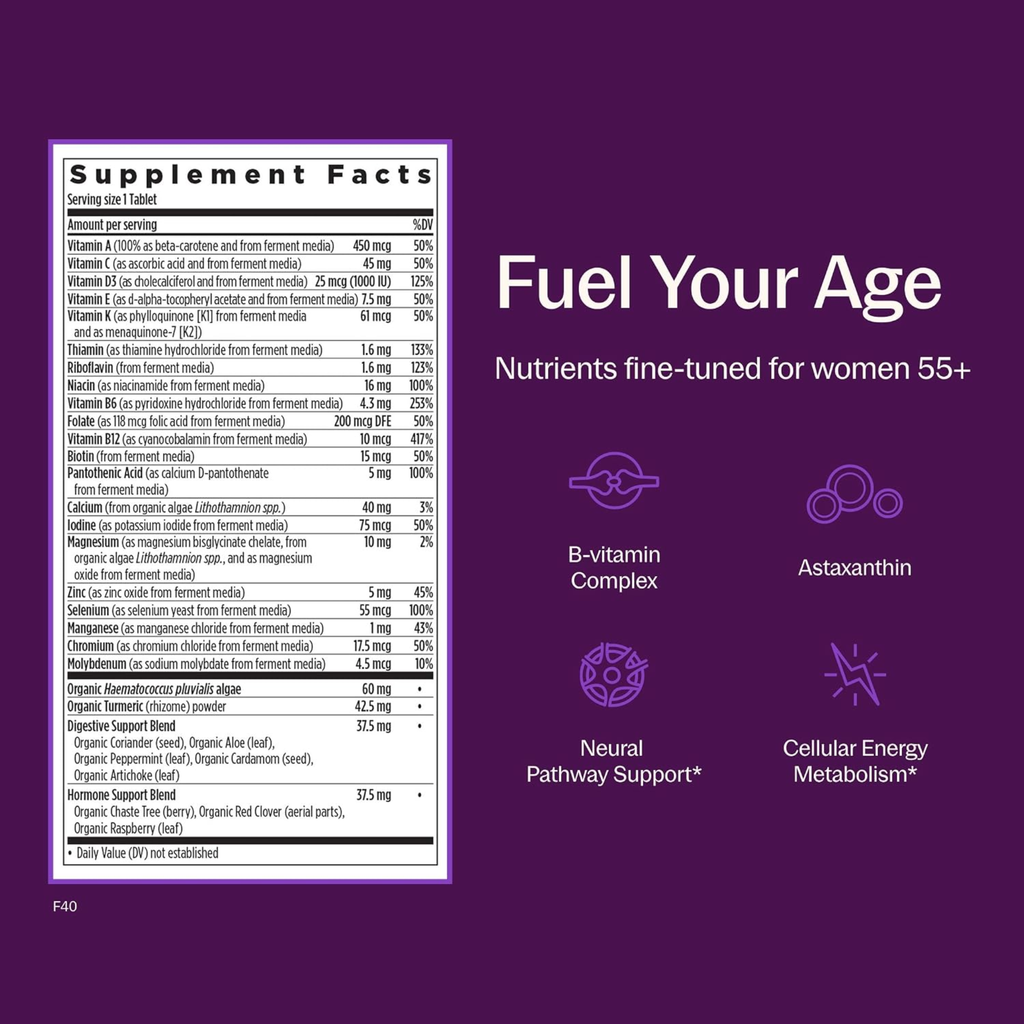 New Chapter One Daily Every Woman's Multivitamin 55+ | Immune, Heart, Bone & Cellular Energy Support | 72 Vegetarian Tablets