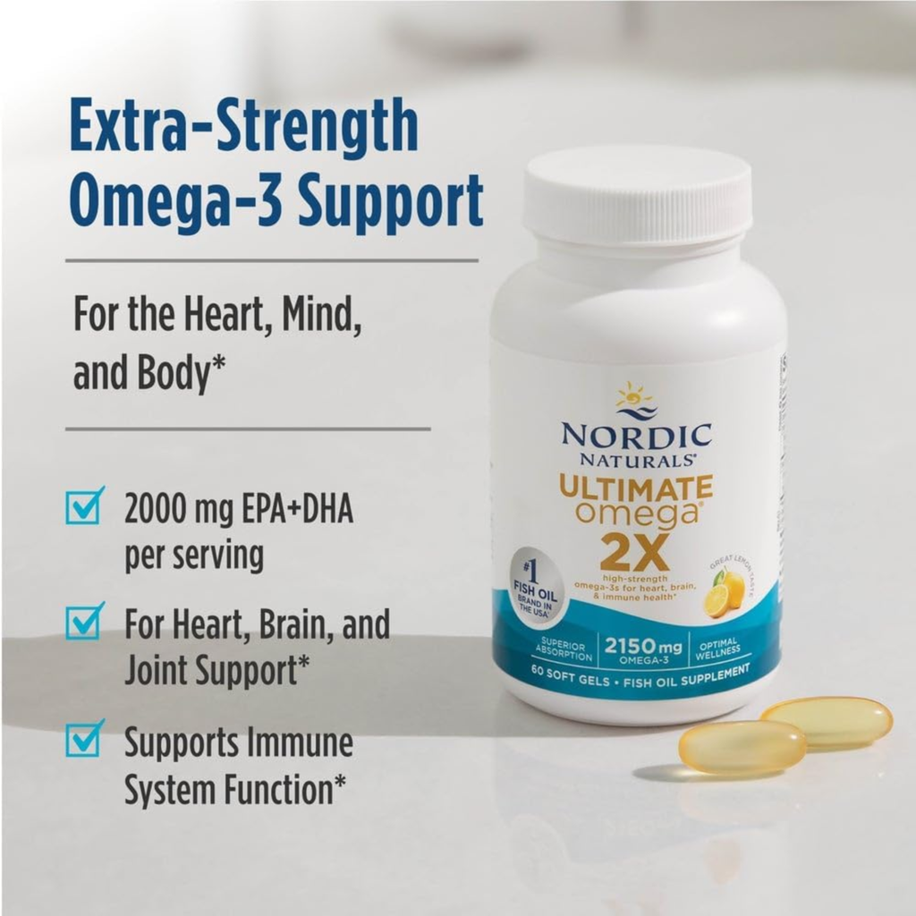 Nordic Naturals Ultimate Omega 2X – High-Strength Fish Oil | 120 Soft Gels
