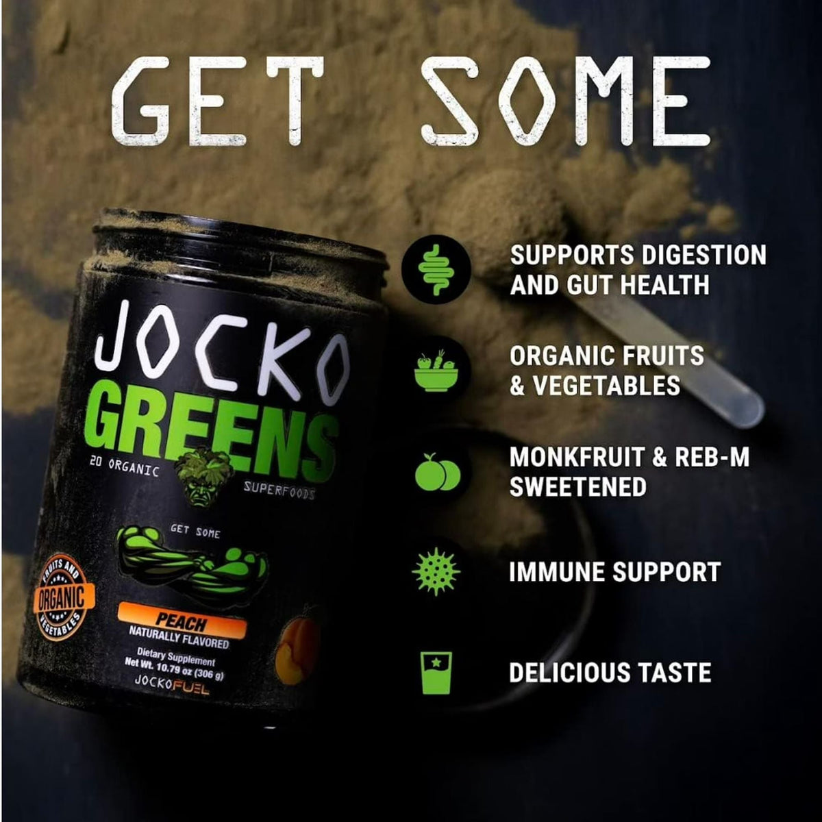 Jocko Greens Peach - Organic Superfood Powder