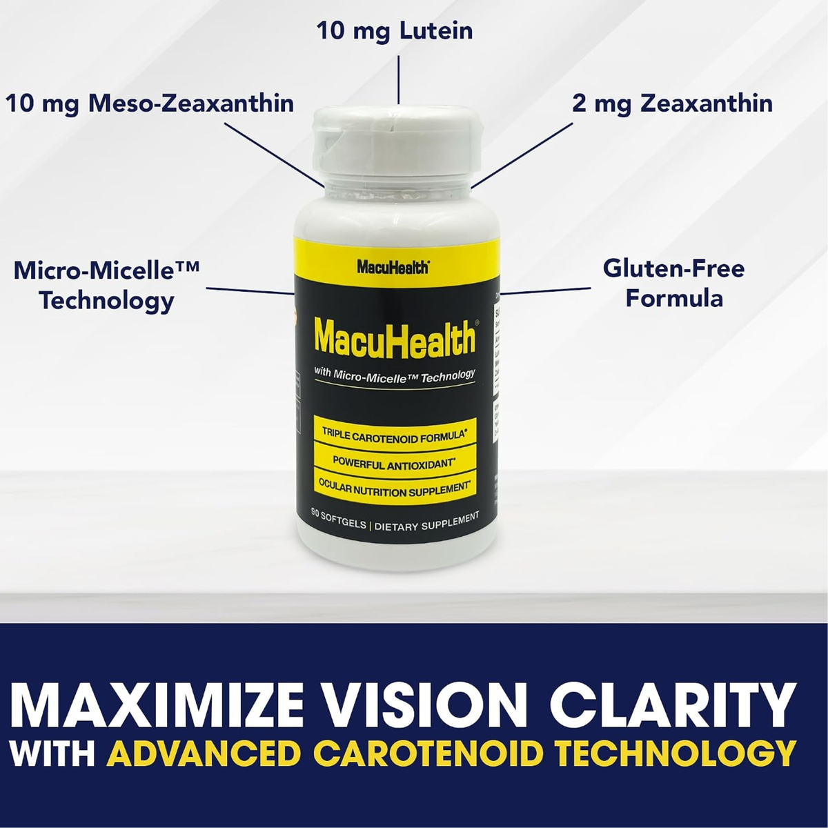 MacuHealth Triple Carotenoid Formula with Micro-Micelle Technology | Ocular Nutrition Supplement | 90 Softgels