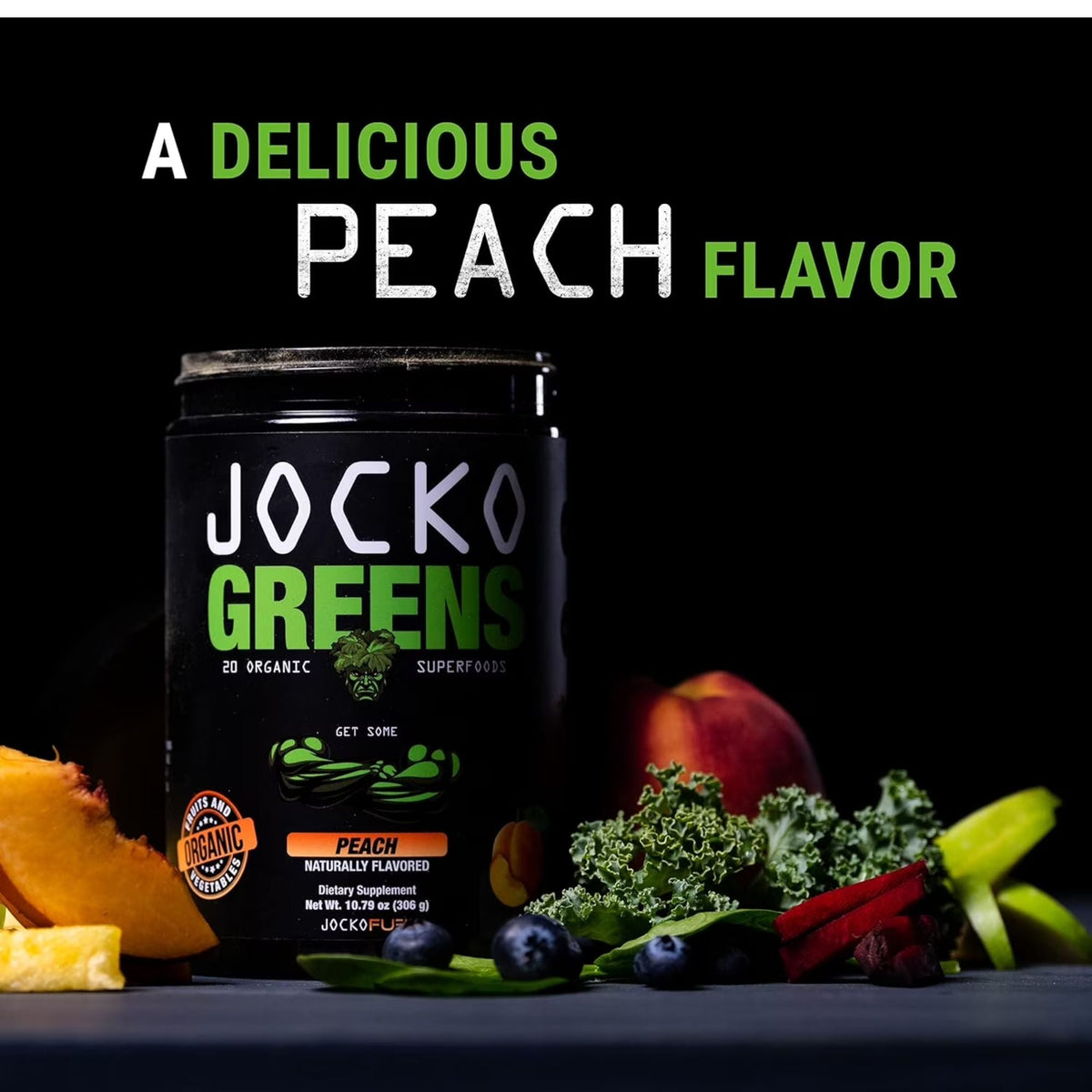 Jocko Greens Peach - Organic Superfood Powder
