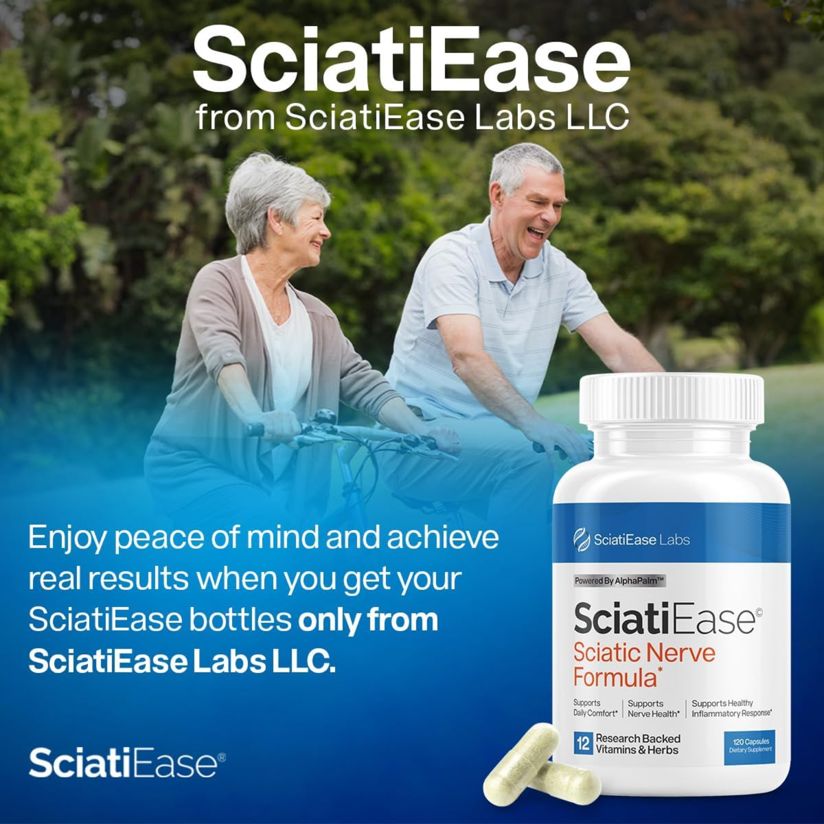 SciatiEase Labs SciatiEase Sciatic Nerve Formula | 12 Research-Backed Vitamins & Herbs | 120 Capsules