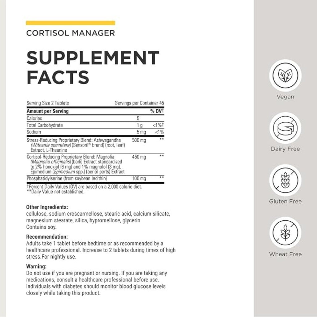 Integrative Therapeutics Cortisol Manager Stress-Hormone Stabilizer 90 Tablets