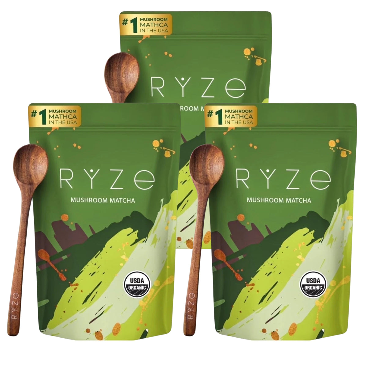 RYZE Mushroom Matcha 30 Servings, Ceremonial Grade Organic