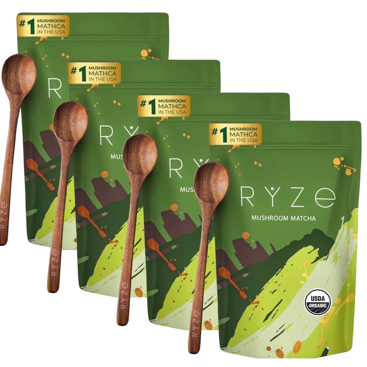 RYZE Mushroom Matcha 30 Servings, Ceremonial Grade Organic
