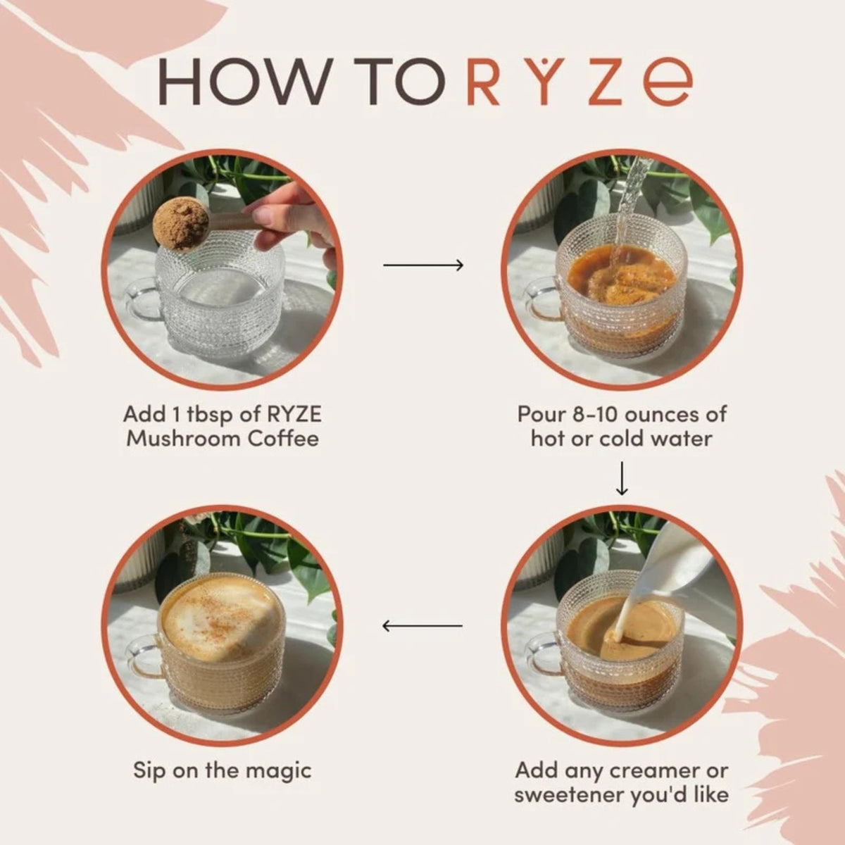RYZE Mushroom Coffee 30 Servings, Organic Adaptogenic Blend