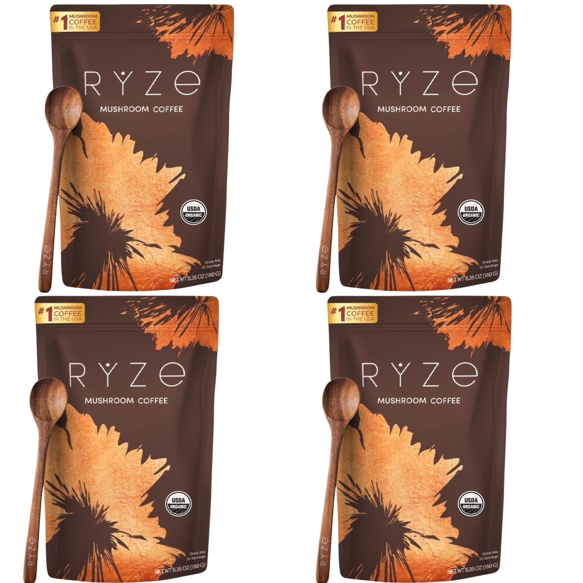 RYZE Mushroom Coffee 30 Servings, Organic Adaptogenic Blend