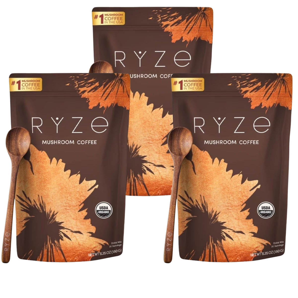 RYZE Mushroom Coffee 30 Servings, Organic Adaptogenic Blend